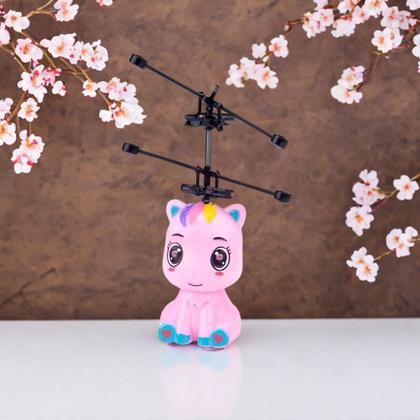 Imagem de Unicornio Rosa Brinquedo Voador Sensor De Mão Luz Robô Voa Castela