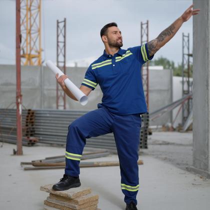 Imagem de Uniforme Profissional de Segurança - Faixas Refletivas - Conjunto Calça e Camisa em Brim
