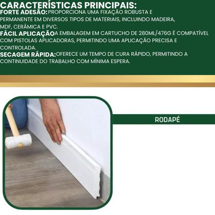 Imagem de Unipega cola rodape cartucho 280ml/476g