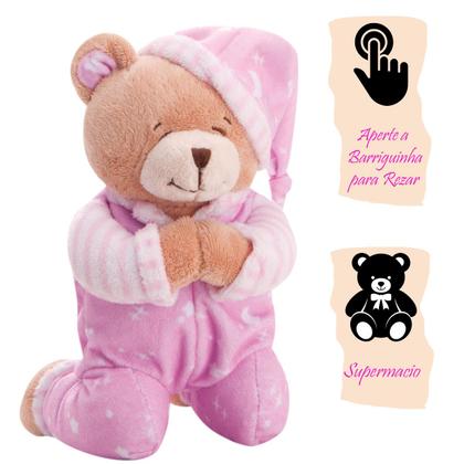 Imagem de Ursinho que Ora Reza Oração do Anjinho para Criança Bebê com Som Macio Fofinho Buba