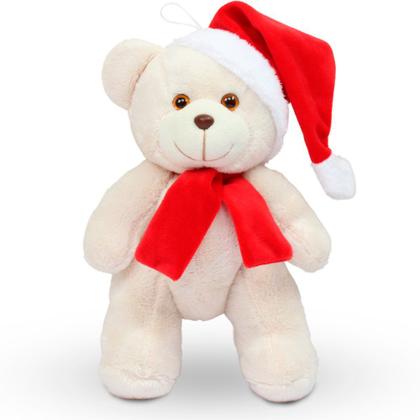 Imagem de Urso de Pelúcia 15cm Decoração de Natal cor Baunilha