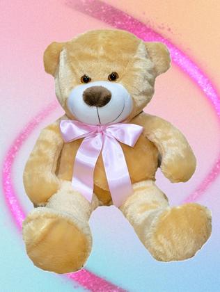 Imagem de Urso De Pelúcia Na Cor Doce DE Leite Super Macio 50 Cm - Com Laço Colorido