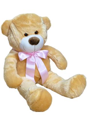 Imagem de Urso De Pelúcia Na Cor Doce DE Leite Super Macio 50 Cm - Com Laço Colorido