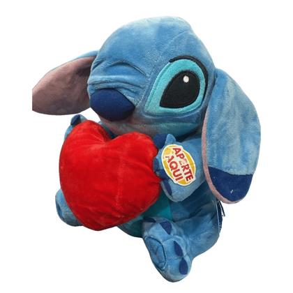 Imagem de Urso De Pelucia Stitch Coração Com Som 30cm Disney Multikids