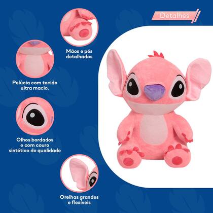 Imagem de Urso Pelúcia Stitch Grande Fofinho Antialérgico Cor Rosa