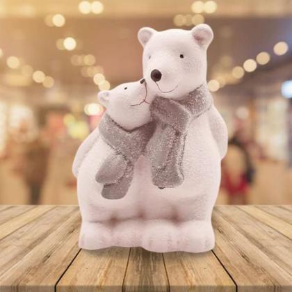 Urso Polar Branco Casal Romântico Cerâmica 18 cm Enfeite Decorativo Natal - Wincy Natal Imagem de Urso Polar Branco Casal Romântico Cerâmica 18 cm Enfeite Decorativo Natal