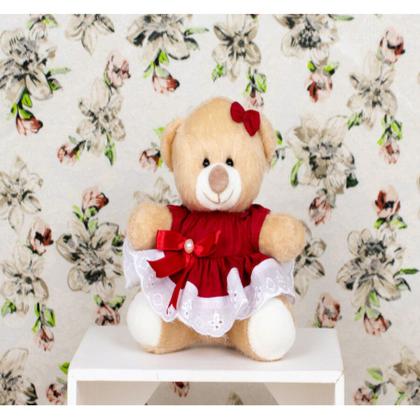 Imagem de URSO VESTIDO LISO COM LESE - PELUCIA 12 cm