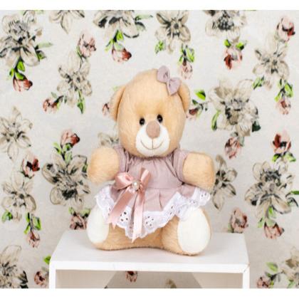 Imagem de URSO VESTIDO LISO COM LESE - PELUCIA 12 cm