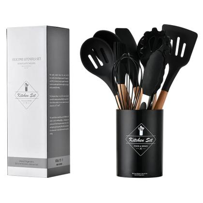 Imagem de Utensílio Cozinha Silicone Espátulas, Colheres, Kit 12 Peças