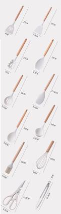 Imagem de Utensílios De Cozinha Silicone 19 Peças Com Tábua Kit Facas Branco OffWhite