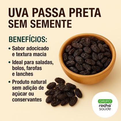 Imagem de Uva Passa Preta Sem Semente 100g  Sabor Intenso, Toque Natural e Ideal para Receitas e Lanches