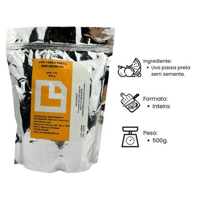 Imagem de Uva Passa Preta Sem Semente 500g Blanic