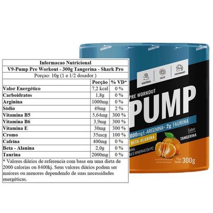 Imagem de V9 Pump Pre Workout 300 G - Shark Pro (tangerina)