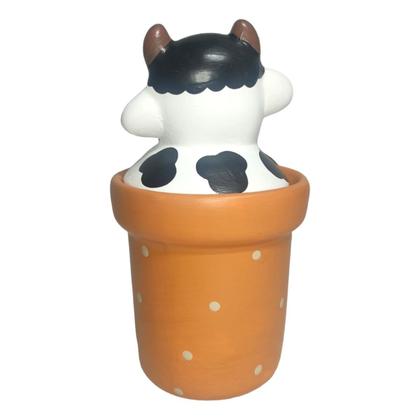 Imagem de Vaca Vaquinha de Ceramica Pote Bomboniete Baleiro Alaranjada