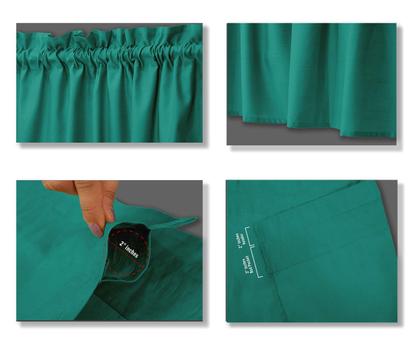 Imagem de Valance de Algodão Liso, Decorativa com Bolso para Varão, Meia Cortina para Janela de Cozinha - Vargottam
