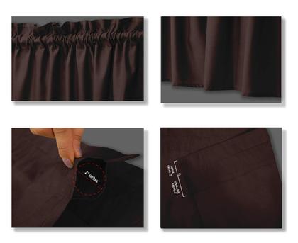 Imagem de Valance de Algodão Liso, Decorativa com Bolso para Varão, Meia Cortina para Janela de Cozinha - Vargottam