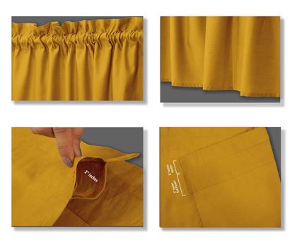 Imagem de Valance de Algodão Simples para Janela de Cozinha, Cortina Decorativa com Bolso para Varão - Vargottam