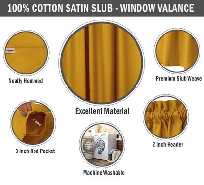 Imagem de Valance de Algodão Simples para Janela de Cozinha, Cortina Decorativa com Bolso para Varão - Vargottam