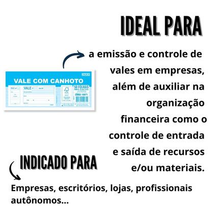 Imagem de Vale com Canhoto 50 Folhas Kit 5 Blocos 15x7 São Domingos Ideal para Emissão de Vales Recibos