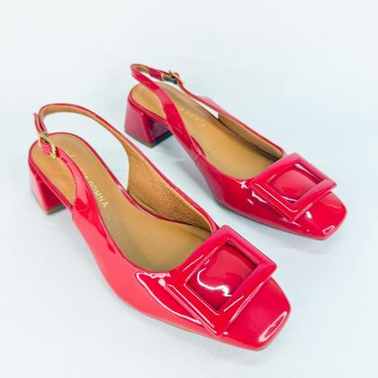 Imagem de Valentina - slingback feminina em verniz com salto bloco vermelho 1869