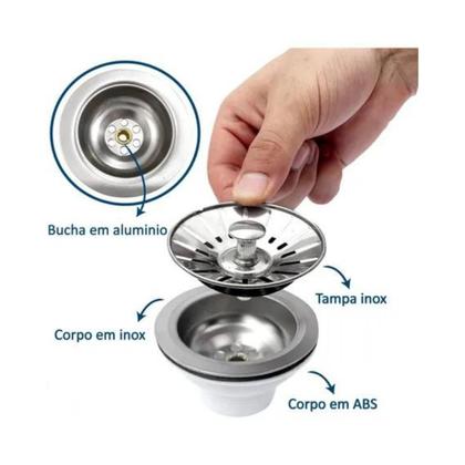 Válvula americana 4 1/2 inox e abs pia cozinha ralo cozinha - FLVX HIDRO Imagem de Válvula americana 4 1/2 inox e abs pia cozinha ralo cozinha