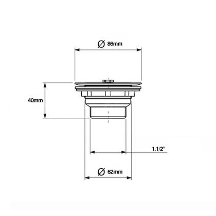 Imagem de Válvula americana p/ pia cromada c/ cesto metal 3.1/2 x 1.1/2 257 - pison