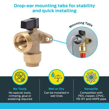 Imagem de Válvula angular SharkBite 1/2 x 3/4 polegadas MHT para máquina de lavar