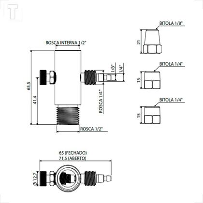 Imagem de Valvula blukit redutora fluxo latao cromado c/registro integrado para filtro