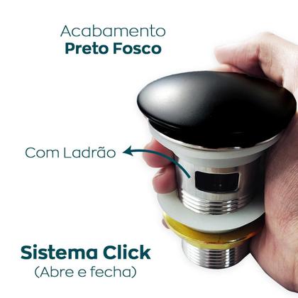 Imagem de Valvula Click 1 1/4 Com Ladrão Lavabo Aço Inox Ralo para Pia de Banheiro Cuba 40mm Valvula de Escoamento Lavatorio