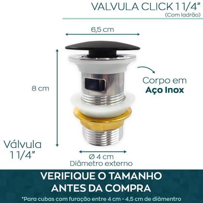 Imagem de Valvula Click 1 1/4 Com Ladrão Lavabo Aço Inox Ralo para Pia de Banheiro Cuba 40mm Valvula de Escoamento Lavatorio