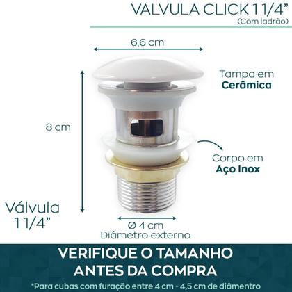 Imagem de Valvula Click 1 1/4 Com Ladrão Lavabo Aço Inox Ralo para Pia de Banheiro Cuba 40mm Valvula de Escoamento Lavatorio