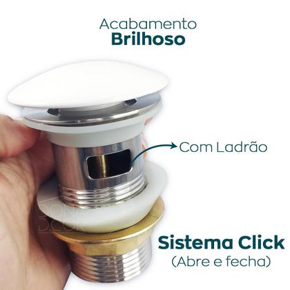 Imagem de Valvula Click 1 1/4 Com Ladrão Lavabo Aço Inox Ralo para Pia de Banheiro Cuba 40mm Valvula de Escoamento Lavatorio