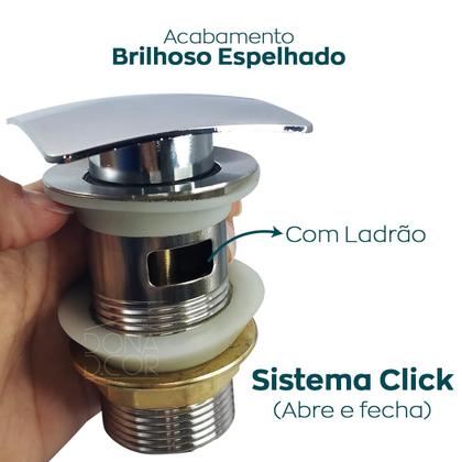 Imagem de Valvula Click 1 1/4 Com Ladrão Lavabo Aço Inox Ralo para Pia de Banheiro Cuba 40mm Valvula de Escoamento Lavatorio