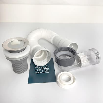 Imagem de Válvula Click 40mm Abs E Sifão Pia Automatico Antiodor Antiinsetos Sanfonado Tubo de Drenagem Flexível Kit Ralo Pia 1 ¼ Banheiro Lavatório