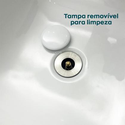Imagem de Valvula Click 7/8 Ceramica Branca Ralo Pia Banheiro Escoamento Cuba 30mm Valvula Inteligente Para Lavatorio Lavabo Ralo Click Up Corpo Aço Inox
