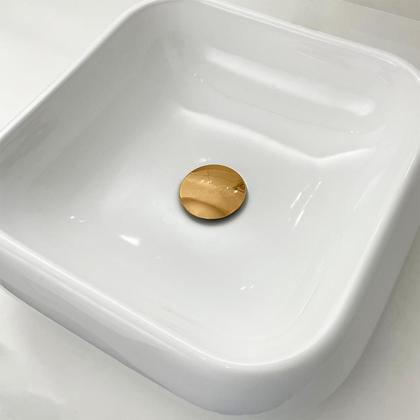Imagem de Valvula Click Dourada 7/8 Aço Inox Ralo Pia Banheiro Luxo Escoamento Cuba 3cm Valvula Inteligente Lavatorio Lavabo Gold 30mm