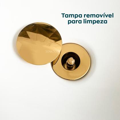 Imagem de Valvula Click Dourada 7/8 Aço Inox Ralo Pia Banheiro Luxo Escoamento Cuba 3cm Valvula Inteligente Lavatorio Lavabo Gold 30mm