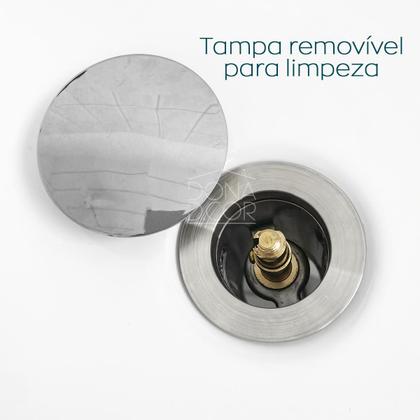 Imagem de Valvula Click Inox 1 1/4 com Ladrão Banheiro Ralo de Pia para Lavabo Escoamento Cuba Lavatorio 4cm Espelhado Brilhoso