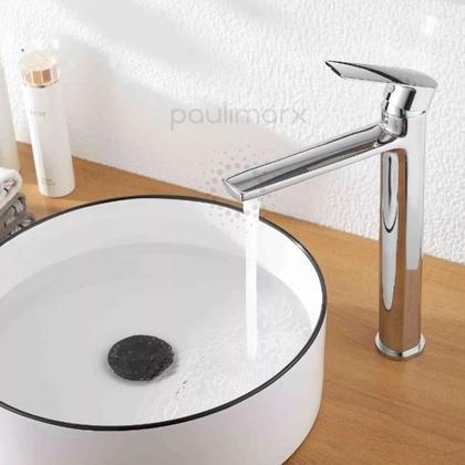 Imagem de Válvula Click para Cuba Pia 7/8 Redonda Fechamento Total Banheiro Lavatório Lavabo Preto Fosco Metal