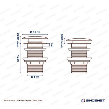Imagem de Válvula Click para Cubas 1.1/4" Inox Cromada