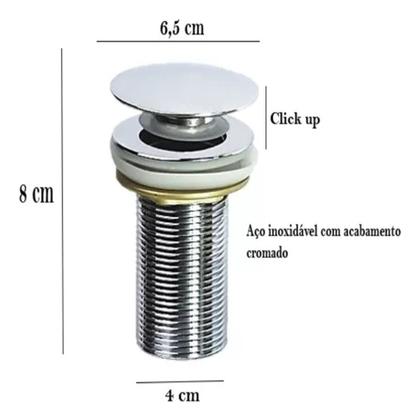 Imagem de Válvula Click Up Inteligente Pia Cuba Metal Para Banheiro Prateado Cromado E27