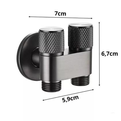 Imagem de Válvula  Controle Duplo 1 Entrada 2 Saídas Para Máquina De Lavar cor Preta