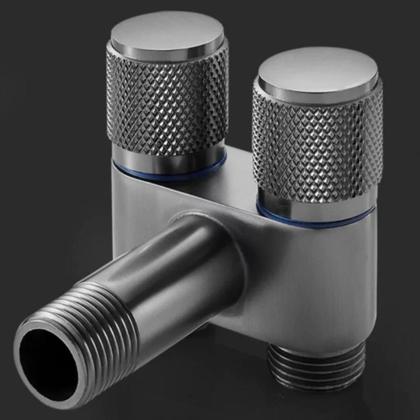 Imagem de Válvula  Controle Duplo 1 Entrada 2 Saídas Para Máquina De Lavar cor Preta