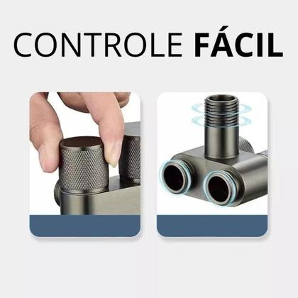 Imagem de Válvula  Controle Duplo 1 Entrada 2 Saídas Para Máquina De Lavar cor Preta