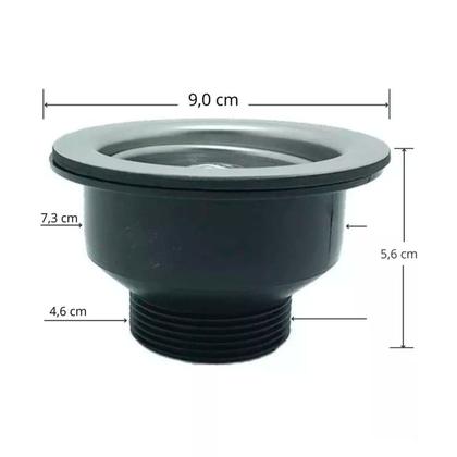 Imagem de Valvula Cozinha Americana 1621 Inox C/ Cestinha Abs 6 Cm - 3 1/2 " Rainha Metais