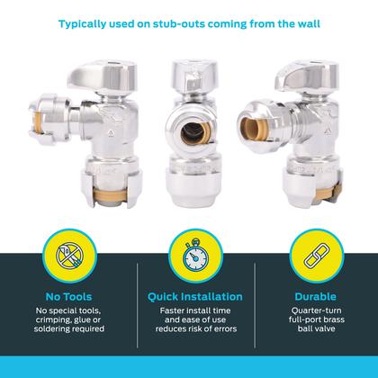 Imagem de Válvula de bloqueio angular de compressão SharkBite 1/2 x 1/4 de polegada