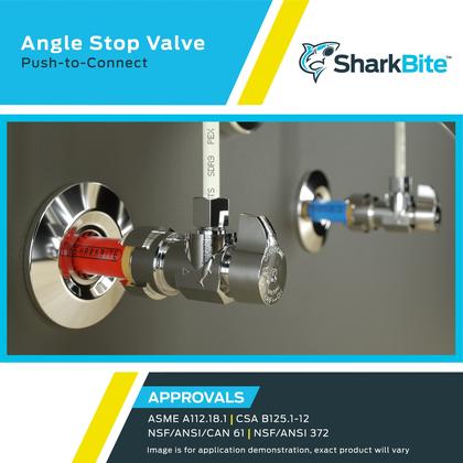 Imagem de Válvula de bloqueio angular de compressão SharkBite 1/2 x 1/4 de polegada