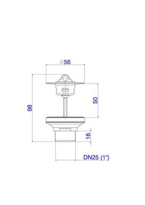 Imagem de Valvula de escoamento com tampa plastica para lavatorio, cuba e bide deca cromado 1602.c.pla
