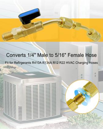 Imagem de Válvula de esfera compacta angular de refrigerante AUGREX HVAC com adaptador