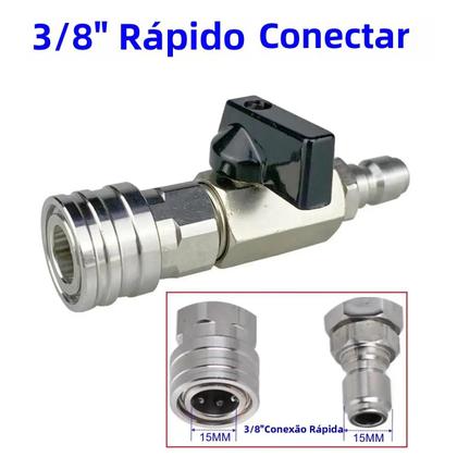 Imagem de Válvula de Esfera de Alta Pressão 1/4" - Conector Rápido Liga/Desliga 4500 PSI para Lavadora